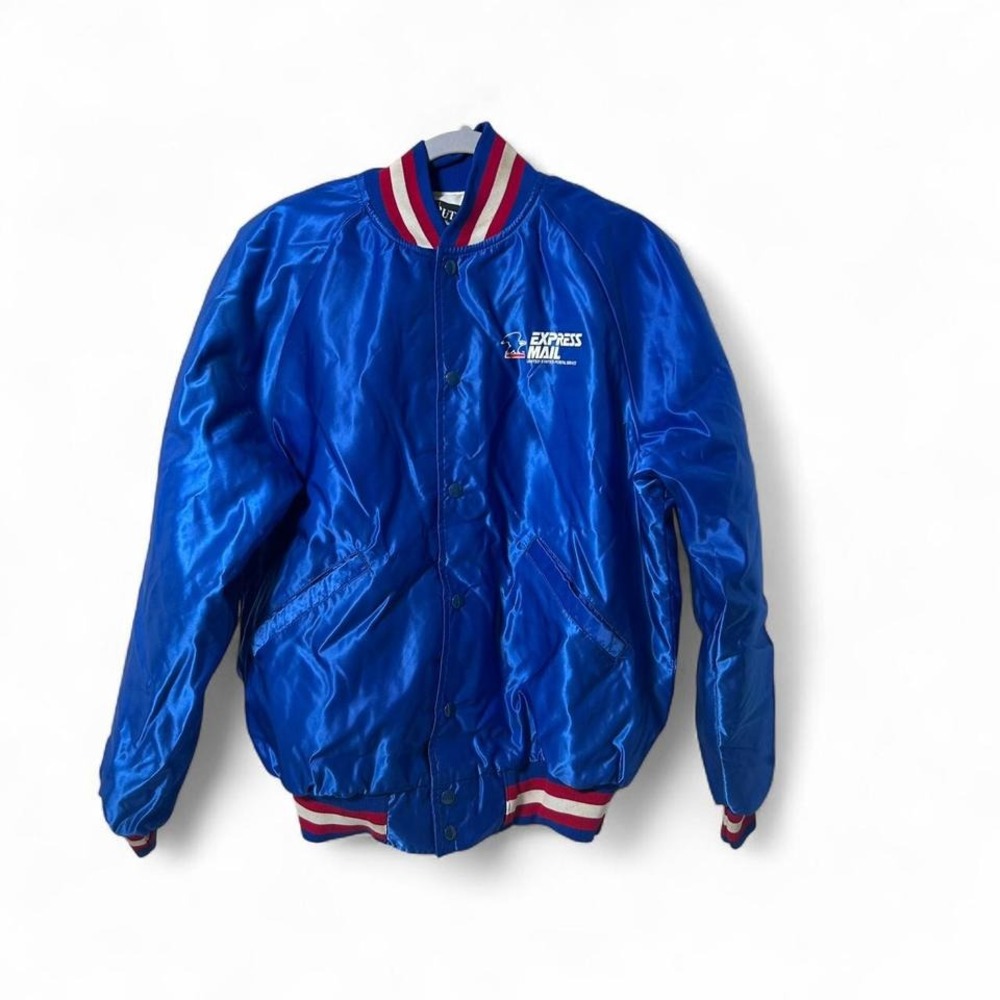 Vintage 90s Express Mail blue Bomber Jacket Size L #bomberjacket‎